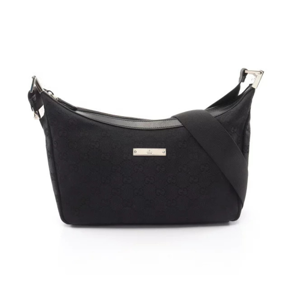 Gucci GG Canvas Shoulder Bag Leather Black